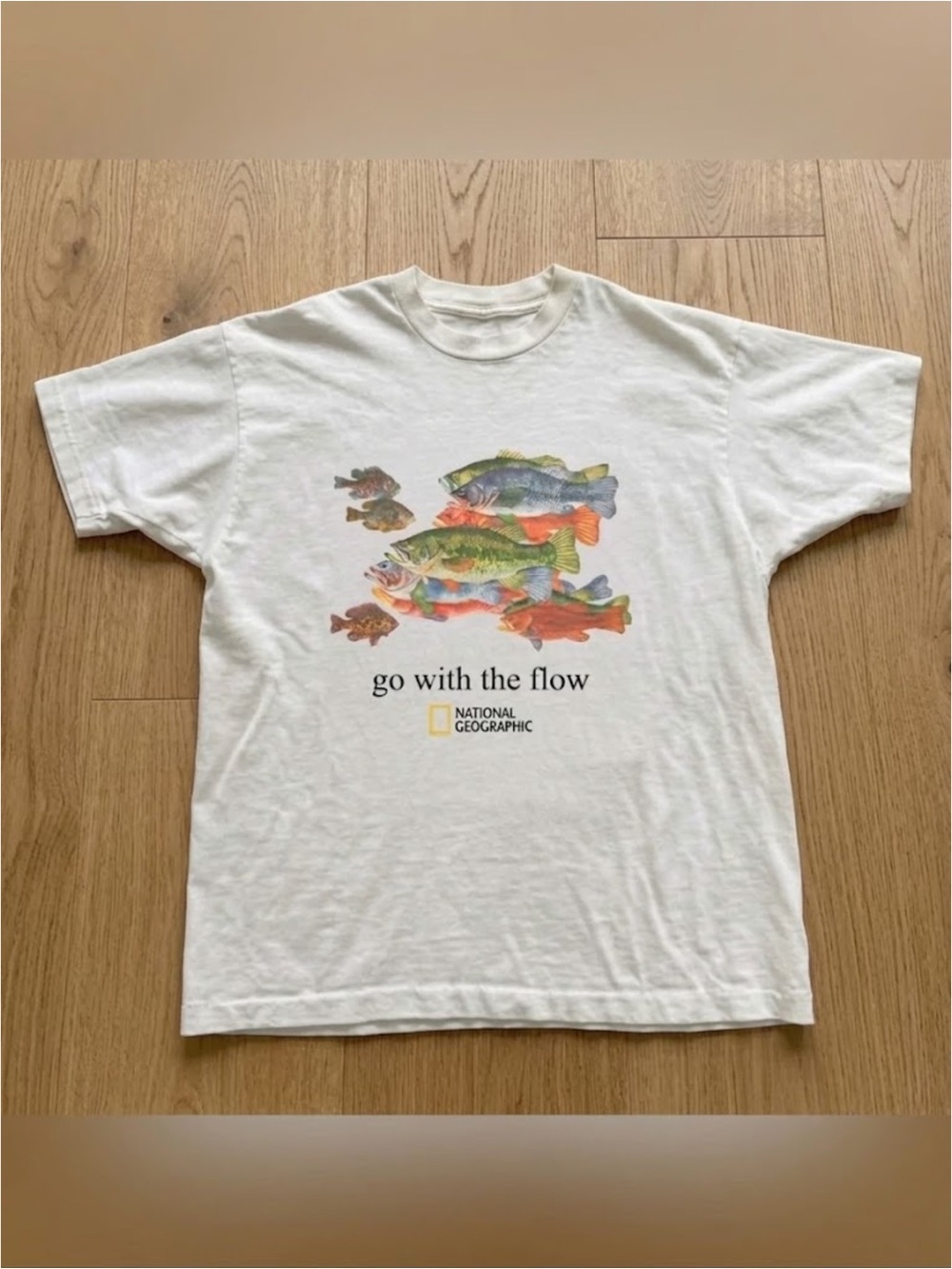 Gildan White Tee with Colorful Fish Graphic